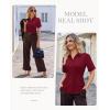 image:imagesiliteelon Button Down Shirts for Women Slim Fit Short Sleeve Button Up Dress Shirt Formal Work BlousesBurgundy