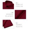 image:imagesiliteelon Button Down Shirts for Women Slim Fit Short Sleeve Button Up Dress Shirt Formal Work BlousesBurgundy