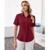 image:imagesiliteelon Button Down Shirts for Women Slim Fit Short Sleeve Button Up Dress Shirt Formal Work BlousesBurgundy