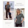 image:imagesiliteelon Button Down Shirts for Women Slim Fit Short Sleeve Button Up Dress Shirt Formal Work BlousesGrey