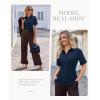 image:imagesiliteelon Button Down Shirts for Women Slim Fit Short Sleeve Button Up Dress Shirt Formal Work BlousesNavy Blue