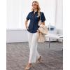 image:imagesiliteelon Button Down Shirts for Women Slim Fit Short Sleeve Button Up Dress Shirt Formal Work BlousesNavy Blue