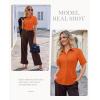 image:imagesiliteelon Button Down Shirts for Women Slim Fit Short Sleeve Button Up Dress Shirt Formal Work BlousesOrange