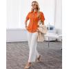 image:imagesiliteelon Button Down Shirts for Women Slim Fit Short Sleeve Button Up Dress Shirt Formal Work BlousesOrange