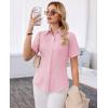 image:imagesiliteelon Button Down Shirts for Women Slim Fit Short Sleeve Button Up Dress Shirt Formal Work BlousesPink
