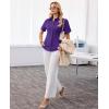image:imagesiliteelon Button Down Shirts for Women Slim Fit Short Sleeve Button Up Dress Shirt Formal Work BlousesPurple