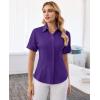 image:imagesiliteelon Button Down Shirts for Women Slim Fit Short Sleeve Button Up Dress Shirt Formal Work BlousesPurple