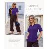 image:imagesiliteelon Button Down Shirts for Women Slim Fit Short Sleeve Button Up Dress Shirt Formal Work BlousesPurple