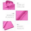 image:imagesiliteelon Button Down Shirts for Women Slim Fit Short Sleeve Button Up Dress Shirt Formal Work BlousesRose Red