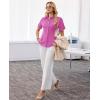 image:imagesiliteelon Button Down Shirts for Women Slim Fit Short Sleeve Button Up Dress Shirt Formal Work BlousesRose Red
