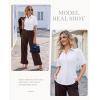 image:imagesiliteelon Button Down Shirts for Women Slim Fit Short Sleeve Button Up Dress Shirt Formal Work BlousesWhite