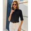 image:imagesiliteelon Button Down Shirts for Women Slim Fit Stain Shield 34 Sleeve Dress Shirt Formal Work Button Up BlousesBlack