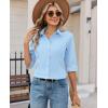 image:imagesiliteelon Button Down Shirts for Women Slim Fit Stain Shield 34 Sleeve Dress Shirt Formal Work Button Up BlousesBlue