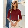 image:imagesiliteelon Button Down Shirts for Women Slim Fit Stain Shield 34 Sleeve Dress Shirt Formal Work Button Up BlousesBurgundy