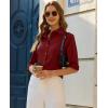 image:imagesiliteelon Button Down Shirts for Women Slim Fit Stain Shield 34 Sleeve Dress Shirt Formal Work Button Up BlousesBurgundy