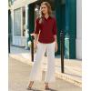 image:imagesiliteelon Button Down Shirts for Women Slim Fit Stain Shield 34 Sleeve Dress Shirt Formal Work Button Up BlousesBurgundy