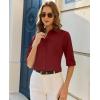 image:imagesiliteelon Button Down Shirts for Women Slim Fit Stain Shield 34 Sleeve Dress Shirt Formal Work Button Up BlousesBurgundy