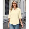 image:imagesiliteelon Button Down Shirts for Women Slim Fit Stain Shield 34 Sleeve Dress Shirt Formal Work Button Up BlousesCream