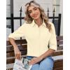image:imagesiliteelon Button Down Shirts for Women Slim Fit Stain Shield 34 Sleeve Dress Shirt Formal Work Button Up BlousesCream