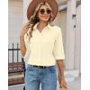 image:imagesiliteelon Button Down Shirts for Women Slim Fit Stain Shield 34 Sleeve Dress Shirt Formal Work Button Up BlousesCream