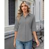 image:imagesiliteelon Button Down Shirts for Women Slim Fit Stain Shield 34 Sleeve Dress Shirt Formal Work Button Up BlousesDark Grey