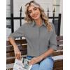 image:imagesiliteelon Button Down Shirts for Women Slim Fit Stain Shield 34 Sleeve Dress Shirt Formal Work Button Up BlousesDark Grey