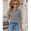 image:imagesiliteelon Button Down Shirts for Women Slim Fit Stain Shield 34 Sleeve Dress Shirt Formal Work Button Up BlousesDark Grey