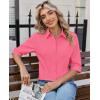 image:imagesiliteelon Button Down Shirts for Women Slim Fit Stain Shield 34 Sleeve Dress Shirt Formal Work Button Up BlousesHot Pink