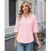 image:imagesiliteelon Button Down Shirts for Women Slim Fit Stain Shield 34 Sleeve Dress Shirt Formal Work Button Up BlousesLight Pink