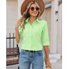 image:imagesiliteelon Button Down Shirts for Women Slim Fit Stain Shield 34 Sleeve Dress Shirt Formal Work Button Up BlousesMint Green