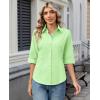 image:imagesiliteelon Button Down Shirts for Women Slim Fit Stain Shield 34 Sleeve Dress Shirt Formal Work Button Up BlousesMint Green