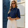 image:imagesiliteelon Button Down Shirts for Women Slim Fit Stain Shield 34 Sleeve Dress Shirt Formal Work Button Up BlousesNavy Blue