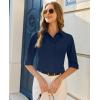 image:imagesiliteelon Button Down Shirts for Women Slim Fit Stain Shield 34 Sleeve Dress Shirt Formal Work Button Up BlousesNavy Blue