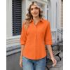 image:imagesiliteelon Button Down Shirts for Women Slim Fit Stain Shield 34 Sleeve Dress Shirt Formal Work Button Up BlousesOrange