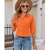 image:imagesiliteelon Button Down Shirts for Women Slim Fit Stain Shield 34 Sleeve Dress Shirt Formal Work Button Up BlousesOrange