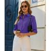 image:imagesiliteelon Button Down Shirts for Women Slim Fit Stain Shield 34 Sleeve Dress Shirt Formal Work Button Up BlousesPurple