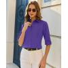 image:imagesiliteelon Button Down Shirts for Women Slim Fit Stain Shield 34 Sleeve Dress Shirt Formal Work Button Up BlousesPurple