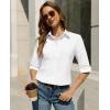image:imagesiliteelon Button Down Shirts for Women Slim Fit Stain Shield 34 Sleeve Dress Shirt Formal Work Button Up BlousesWhite