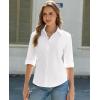 image:imagesiliteelon Button Down Shirts for Women Slim Fit Stain Shield 34 Sleeve Dress Shirt Formal Work Button Up BlousesWhite