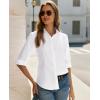 image:imagesiliteelon Button Down Shirts for Women Slim Fit Stain Shield 34 Sleeve Dress Shirt Formal Work Button Up BlousesWhite