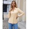 image:imagesiliteelon Button Down Shirts for Women Slim Fit Stretch Long Sleeve Dress Shirt Wrinkle Resistant Office Blouse WorkBeige