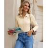 image:imagesiliteelon Button Down Shirts for Women Slim Fit Stretch Long Sleeve Dress Shirt Wrinkle Resistant Office Blouse WorkBeige