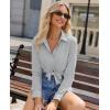 image:imagesiliteelon Button Down Shirts for Women Slim Fit Stretch Long Sleeve Dress Shirt Wrinkle Resistant Office Blouse WorkGrey