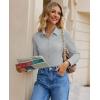 image:imagesiliteelon Button Down Shirts for Women Slim Fit Stretch Long Sleeve Dress Shirt Wrinkle Resistant Office Blouse WorkGrey
