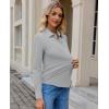 image:imagesiliteelon Button Down Shirts for Women Slim Fit Stretch Long Sleeve Dress Shirt Wrinkle Resistant Office Blouse WorkGrey