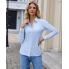 image:imagesiliteelon Button Down Shirts for Women Slim Fit Stretch Long Sleeve Dress Shirt Wrinkle Resistant Office Blouse WorkLight Blue