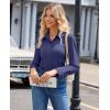 image:imagesiliteelon Button Down Shirts for Women Slim Fit Stretch Long Sleeve Dress Shirt Wrinkle Resistant Office Blouse WorkNavy Blue