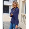 image:imagesiliteelon Button Down Shirts for Women Slim Fit Stretch Long Sleeve Dress Shirt Wrinkle Resistant Office Blouse WorkNavy Blue