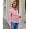 image:imagesiliteelon Button Down Shirts for Women Slim Fit Stretch Long Sleeve Dress Shirt Wrinkle Resistant Office Blouse WorkPink