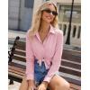 image:imagesiliteelon Button Down Shirts for Women Slim Fit Stretch Long Sleeve Dress Shirt Wrinkle Resistant Office Blouse WorkPink